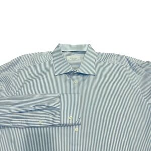 Eton Contemporary Blue Striped Long Sleeve‎ Button Down Dress Shirt